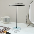 Nordic T-shaped jewelry stand with black metal bar and hexagonal white marble base - Black Frame-White Base