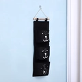 Schwarzer Wand-Organizer aus Segeltuch mit 3 Taschen und süßen weißen Bärenmotiven - Schwarz