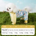 Waterproof quilted pet jumpsuit size chart and dog modeling yellow cherry print suit - S / All-season Style / Blue