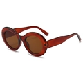 Vintage oval amber sunglasses with large frame and polished finish in a 45-degree side view - Dark Tea Frame Tea Lens