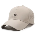 Beige quick-dry baseball cap with mountain logo and laser-cut breathable side vents - Adjustable / Beige