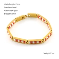 18k gold plated stainless steel abacus bracelet with red and white beads and folding clasp - Gold Bracelet - Red + White