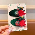 Pair of Christmas hair clips with velvet reindeer and tree decorations on a card - Christmas Tree Red 266 / 2 Pcs/Set