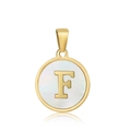 18k gold plated stainless steel letter F pendant with white mother of pearl inlay - Letter F Style