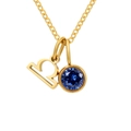 Collana segno Bilancia dorata con ciondolo a gemma blu tonda e catena a maglie raffinata - Settembre Blu Reale Bilancia - Color Oro