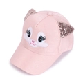 Casquette de baseball rose pour filles avec oreilles à paillettes et broderie - Rose Clair