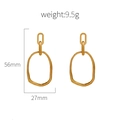 Exaggerated oval titanium steel earrings in gold finish, dimensions 56mm by 27mm - Gold