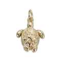 Detailed view of a golden turtle pendant with starfish pattern and metallic luster - Starfish Turtle/YSN088-09