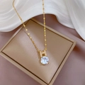 Lussuosa collana placcata oro 18K con ciondolo a lettera H e zirconi scintillanti - Stile Zircone Rotondo Lettera H Oro (F525)