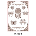 Waterproof henna tattoo sticker W-353-S with brown butterfly and dreamcatcher motifs - Dreamcatcher With Butterfly Vine (W353-S)