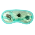 Cold and hot gel bead eye mask with green tropical leaf pattern and cooling mint border - Island Green Ice Bead