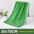 Lot de 3 serviettes en microfibre verte 30x70cm avec bordure cousue haute absorption - Vert 30x70CM Épaissi (3 Pièces)