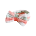 Striped coral fleece headband with large bow in white, pink and green stripes - Green and Pink Stripes