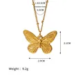 Retro butterfly coin pendant in 18K gold plated stainless steel with size markings - Vintage Butterfly Square Pendant