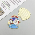 Cute Japanese style Christmas penguin enamel metal charm showing front and back textures - Santa Claus & Penguin (26x29mm)