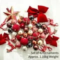 Set di 42 decorazioni natalizie con palline rosso oro e ciondoli a forma di cervo - Set di Decorazioni Rosso Natale (42 pezzi/1.16kg)