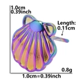 Rainbow plated stainless steel scallop shell stud earring dimensions and weight details - Scallop Ocean-Rainbow