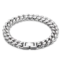 Bracciale a catena cubana in acciaio inossidabile argento con chiusura quadrata da uomo - 18cm / Stile C 10mm