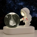 Astronaut night light with 3D laser engraved crystal ball showing Santa Claus scene - Sphere / Santa Claus (Natural Light)