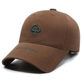 Casquette de baseball marron avec broderie GP verte et slogan Ride the Wave sur la visière - Café