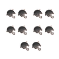 Detailed view of 10 black enamel American football helmet charms for DIY jewelry making - Black Helmet / 10 Pieces Pack