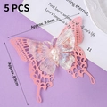 5-piece set of 3D layered pink iridescent butterfly cake toppers with white pearls - Double Layer Butterfly Pink