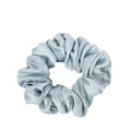 Light blue 100% mulberry silk scrunchie with premium satin texture on white background - 4.5cm/19 Momme / Mint Green