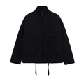 Chaqueta acolchada negra para mujer con cuello alto, cremallera y cordones - XS / Negro