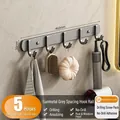 Appendino 5 ganci grigio canna di fucile in alluminio, 460mm, montaggio a parete bagno - 5 Ganci / Canna Di Fucile