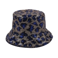 Sparkly sequin leopard bucket hat in blue and bronze gold with metallic finish - One Size / Yellow Leopard