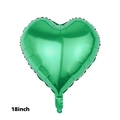 Green 18 inch heart-shaped aluminum foil balloon with a shiny metallic finish - Heart Green
