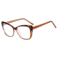 Retro cat-eye TR90 glasses frame in tortoiseshell and amber finish with semi-transparent arms - Demi Brown