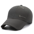 Dark charcoal quick-dry baseball cap featuring a silver metallic SPORTS emblem on the side - Adjustable / Dark Gray