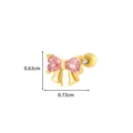 Gold bow stud earring with pink heart stones and screw back, size 0.63cm by 0.73cm - Bowknot Style (2#) / Gold Yellow