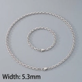 Parure collier et bracelet pour homme en acier inoxydable argenté 5,3 mm - Largeur de Chaîne 5.3mm (Couleur Acier)