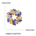 Spilla a ghirlanda elegante con strass blu e gialli su base in lega dorata - Stile Ghirlanda di Spiga di Grano (4604-BY) / Blu e Giallo