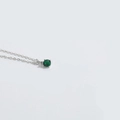 Dainty silver necklace featuring a round emerald green gemstone pendant with 4-prong setting - Green (Silver Chain)