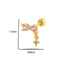 Gold cartilage stud featuring pink heart cubic zirconia bow and dangling star pendant - 10# Bowknot Star (Gold)