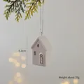 Mini ceramic white house Christmas tree ornament with gold details, 5.3cm height and 35g weight - Mini House A