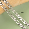 High-polished 7.3mm silver Figaro chain link material for DIY jewelry making - Width 7.3mm / 1m / Silver