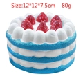 Blue and white squishy strawberry cake toy with red strawberry toppings, 12x12x7.5cm - Blue Cupcake