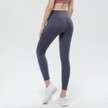 Mallas de yoga de talle alto morado oscuro con tejido cepillado para realce de glúteos - S / Azul