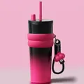 Pink and black gradient insulated tumbler with straw and cloud charm 710ml - 24oz / Black to Pink Gradient