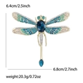 Golden dragonfly brooch with blue and green enamel wings and sparkling rhinestones - Gold Blue