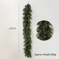 135cm pre-lit Christmas pine garland with warm LED lights and pine needles weighing 880g - 135cm PE Leaf Garland With LED