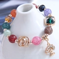 Bracciale di perline colorate Albero della Vita con cristalli e dettagli dorati - Pendaglio Albero della Vita / Tonalità Oro Multicolore Intenso