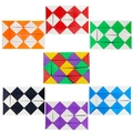 24-segment snake cube puzzle toys in seven assorted color variants on white background - Multicolor