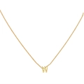 Minimalist 18K gold plated necklace with a polished capital letter W pendant for women - Gold W