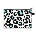 Portable leopard print makeup bag with black and light blue spots on white background - Blue & White Leopard-09