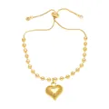 Minimalist 18k gold plated bead bracelet featuring a heart pendant and adjustable slider - Style C (4mm Bead-Drawstring)